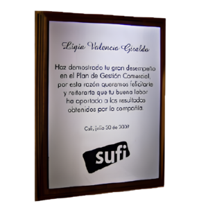 Placa Reconocimiento base en madera